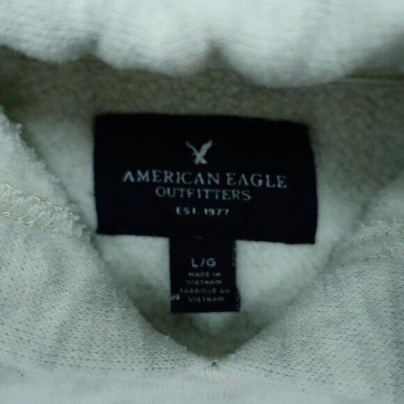 American Eagle Hoodie Sweatshirt Boys Size Large Gray Red Distressed Drawstring - Picture 3 of 5